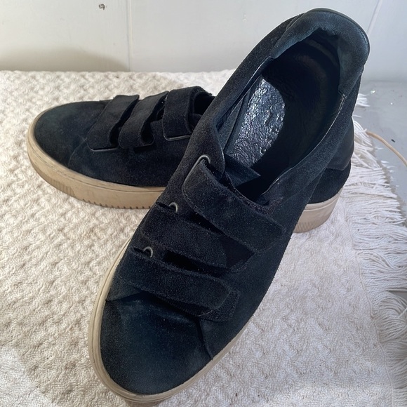 Sandro Paris Black Suede Three Velcro Strap Sneakers - Picture 6 of 11